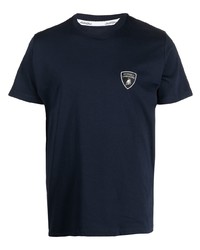 Мужская темно-синяя футболка с круглым вырезом с принтом от Lamborghini
