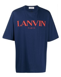 Мужская темно-синяя футболка с круглым вырезом с принтом от Lanvin