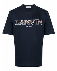 Мужская темно-синяя футболка с круглым вырезом с принтом от Lanvin