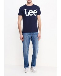 Мужская темно-синяя футболка с круглым вырезом с принтом от Lee