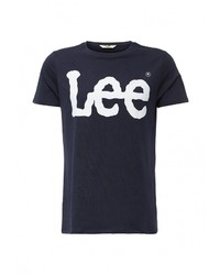 Мужская темно-синяя футболка с круглым вырезом с принтом от Lee