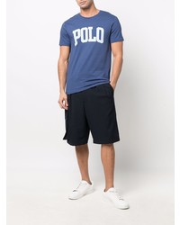 Мужская темно-синяя футболка с круглым вырезом с принтом от Polo Ralph Lauren