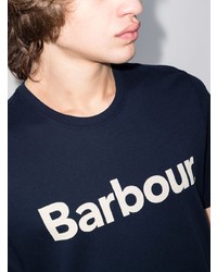 Мужская темно-синяя футболка с круглым вырезом с принтом от Barbour