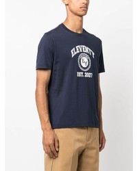 Мужская темно-синяя футболка с круглым вырезом с принтом от Eleventy
