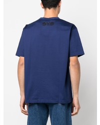 Мужская темно-синяя футболка с круглым вырезом с принтом от Junya Watanabe MAN