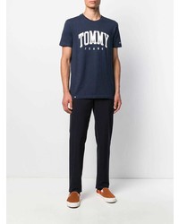 Мужская темно-синяя футболка с круглым вырезом с принтом от Tommy Jeans