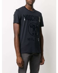 Мужская темно-синяя футболка с круглым вырезом с принтом от Moschino