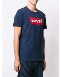 Мужская темно-синяя футболка с круглым вырезом с принтом от Levi's
