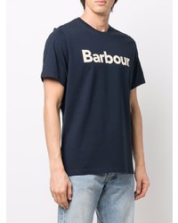 Мужская темно-синяя футболка с круглым вырезом с принтом от Barbour