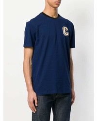 Мужская темно-синяя футболка с круглым вырезом с принтом от Calvin Klein Jeans