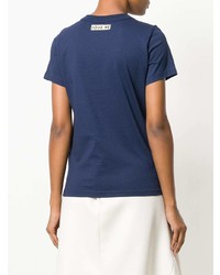 Женская темно-синяя футболка с круглым вырезом с принтом от Jour/Né