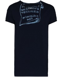 Мужская темно-синяя футболка с круглым вырезом с принтом от Maison Margiela
