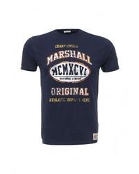Мужская темно-синяя футболка с круглым вырезом с принтом от Marshall Original