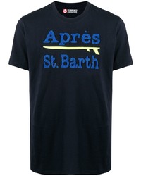 Мужская темно-синяя футболка с круглым вырезом с принтом от MC2 Saint Barth