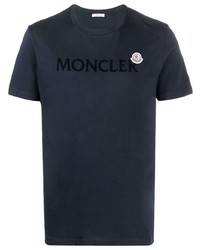 Мужская темно-синяя футболка с круглым вырезом с принтом от Moncler