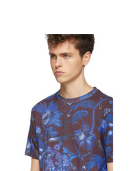 Мужская темно-синяя футболка с круглым вырезом с принтом от Paul Smith