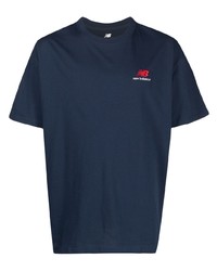 Мужская темно-синяя футболка с круглым вырезом с принтом от New Balance