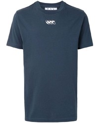 Мужская темно-синяя футболка с круглым вырезом с принтом от Off-White
