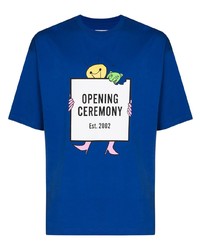 Мужская темно-синяя футболка с круглым вырезом с принтом от Opening Ceremony
