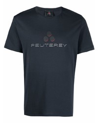 Мужская темно-синяя футболка с круглым вырезом с принтом от Peuterey