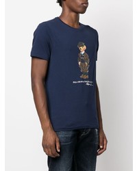 Мужская темно-синяя футболка с круглым вырезом с принтом от Polo Ralph Lauren