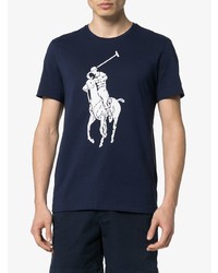 Мужская темно-синяя футболка с круглым вырезом с принтом от Polo Ralph Lauren