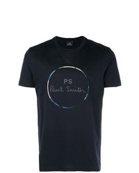 Мужская темно-синяя футболка с круглым вырезом с принтом от Ps By Paul Smith