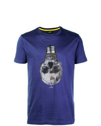 Мужская темно-синяя футболка с круглым вырезом с принтом от Ps By Paul Smith