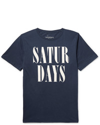 Мужская темно-синяя футболка с круглым вырезом с принтом от Saturdays Nyc