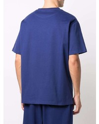 Мужская темно-синяя футболка с круглым вырезом с принтом от Bally