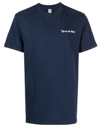 Мужская темно-синяя футболка с круглым вырезом с принтом от Sporty & Rich
