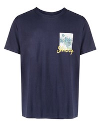 Мужская темно-синяя футболка с круглым вырезом с принтом от Stussy