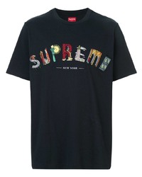 Мужская темно-синяя футболка с круглым вырезом с принтом от Supreme