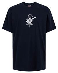Мужская темно-синяя футболка с круглым вырезом с принтом от Supreme
