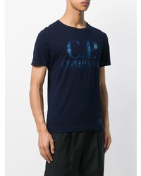 Мужская темно-синяя футболка с круглым вырезом с принтом от CP Company