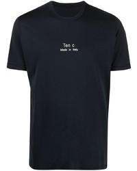 Мужская темно-синяя футболка с круглым вырезом с принтом от Ten C