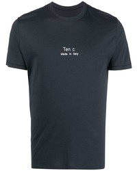 Мужская темно-синяя футболка с круглым вырезом с принтом от Ten C