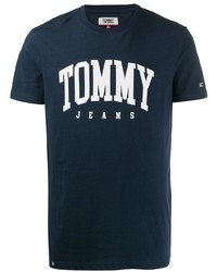 Мужская темно-синяя футболка с круглым вырезом с принтом от Tommy Jeans