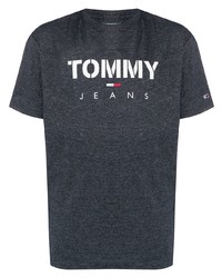 Мужская темно-синяя футболка с круглым вырезом с принтом от Tommy Jeans