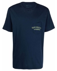 Мужская темно-синяя футболка с круглым вырезом с принтом от Universal Works