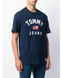 Мужская темно-синяя футболка с круглым вырезом с принтом от Tommy Jeans