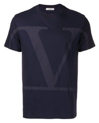 Мужская темно-синяя футболка с круглым вырезом с принтом от Valentino