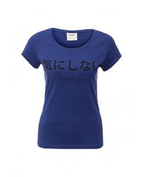 Женская темно-синяя футболка с круглым вырезом с принтом от Vero Moda