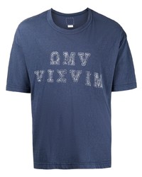 Мужская темно-синяя футболка с круглым вырезом с принтом от VISVIM