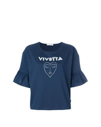 Женская темно-синяя футболка с круглым вырезом с принтом от Vivetta