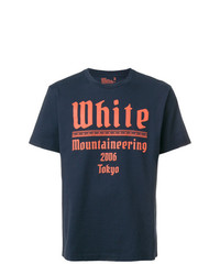 Мужская темно-синяя футболка с круглым вырезом с принтом от White Mountaineering