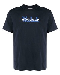 Мужская темно-синяя футболка с круглым вырезом с принтом от Woolrich