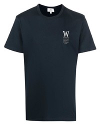 Мужская темно-синяя футболка с круглым вырезом с принтом от Woolrich