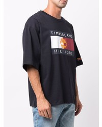 Мужская темно-синяя футболка с круглым вырезом с принтом от Tommy Hilfiger