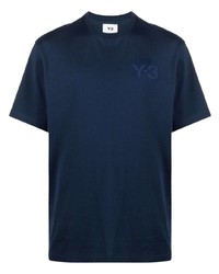 Мужская темно-синяя футболка с круглым вырезом с принтом от Y-3